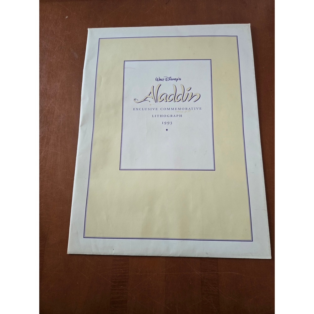 Disney Aladdin Exclusive Commemorative Lithograph 1993 Disney Store Jasmine Art